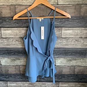 🌻NWT! Monteau Wrap Top with Scalloped Neckline
